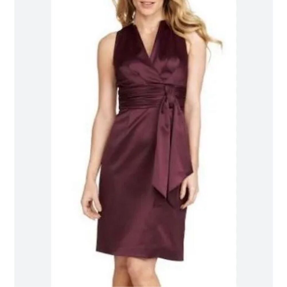 JS Boutique Purple Satin Sleeveless Fully Lined Knee Length Cocktail Dress Sz 6